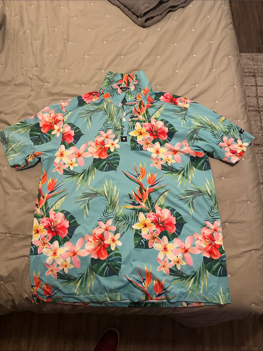 Bad Birdie men’s XL golf Tropical Floral Short Sleeve Polo